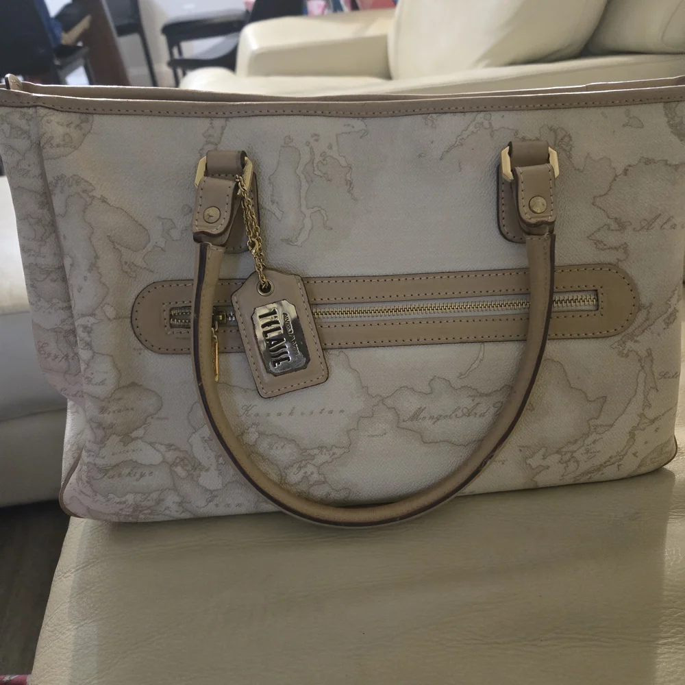 Bag Italy Alviero Martini Elegant Beige Map Print Handbag